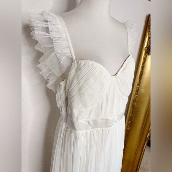 NWT Anaya With Love Maternity Tulle Midaxi Dress in White Size 10 $132 - Picture 5 of 14